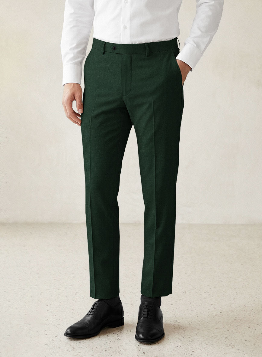 Scabal Forest Green Wool Pants - StudioSuits