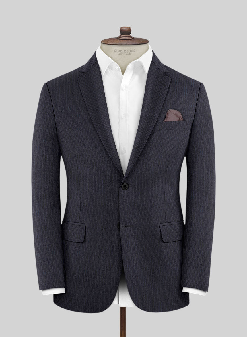 Scabal Jaglo Stripe Blue Wool Jacket - StudioSuits