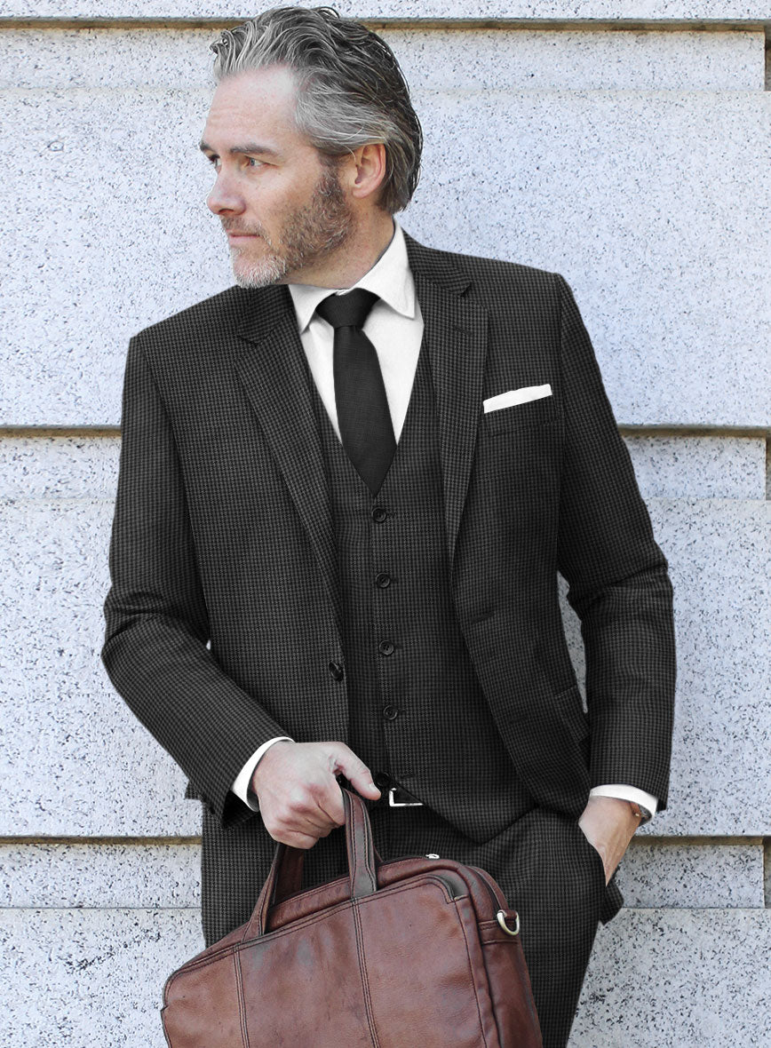 Scabal Ghru Houndstooth Gray Wool Jacket - StudioSuits