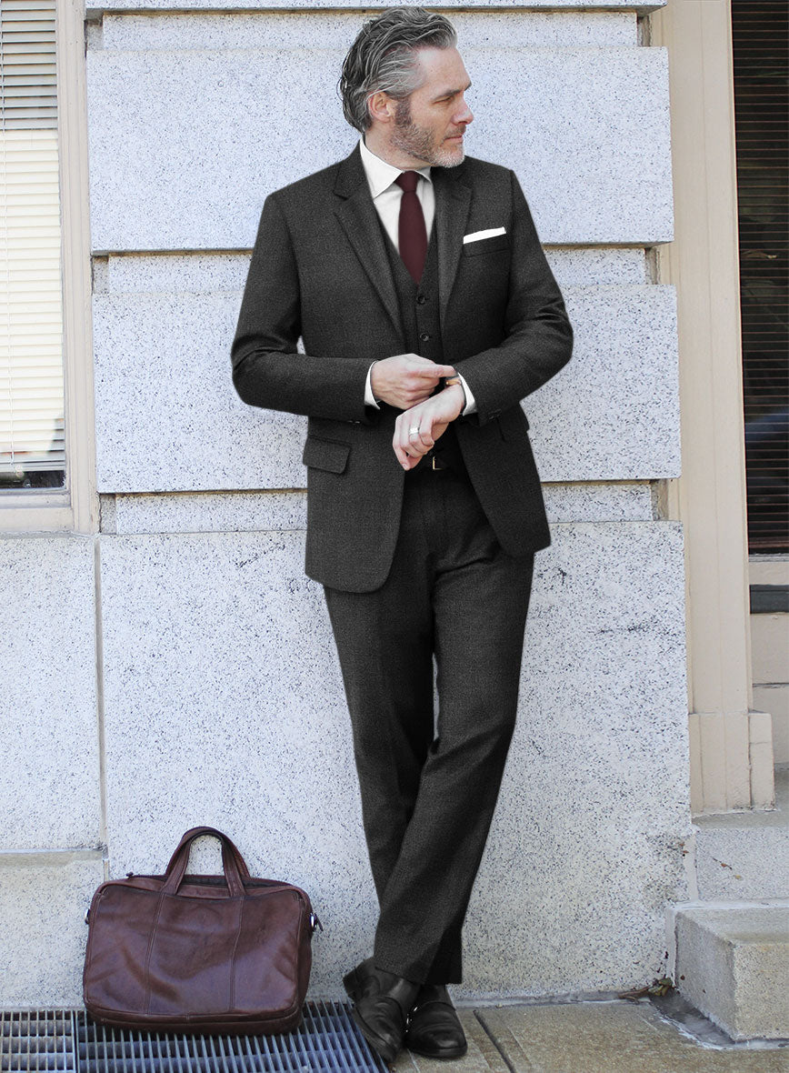 Scabal Gilbe Twill Charcoal Wool Suit - StudioSuits