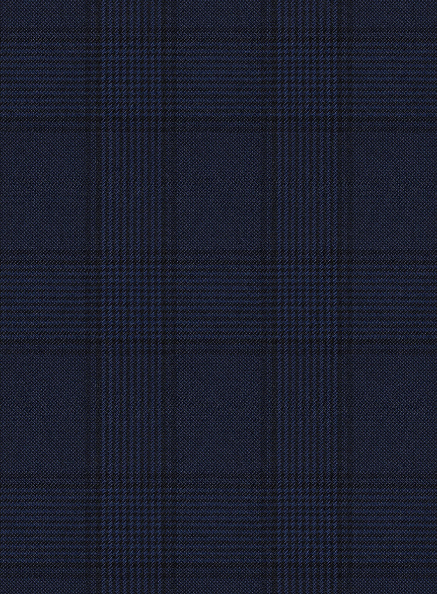Scabal Gilu Glen Blue Wool Pants - StudioSuits