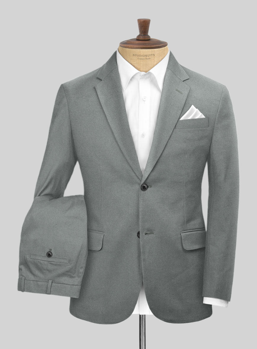 Scabal Gray Cotton Stretch Suit - StudioSuits