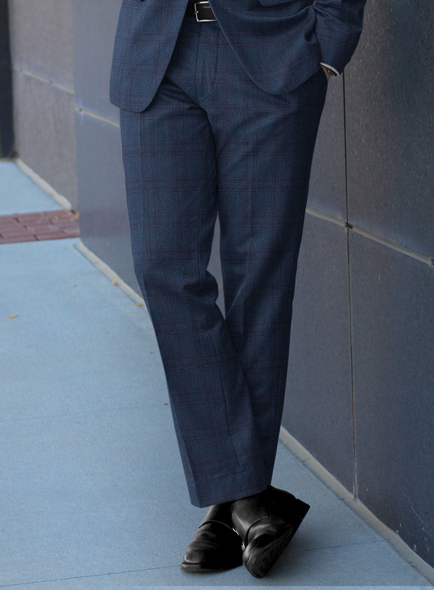Scabal Gulf Blue Wool Pants - StudioSuits