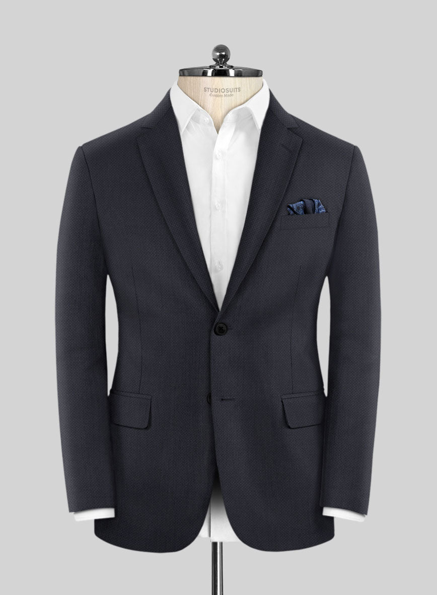 Scabal Heco Honeycomb Blue Wool Jacket - StudioSuits