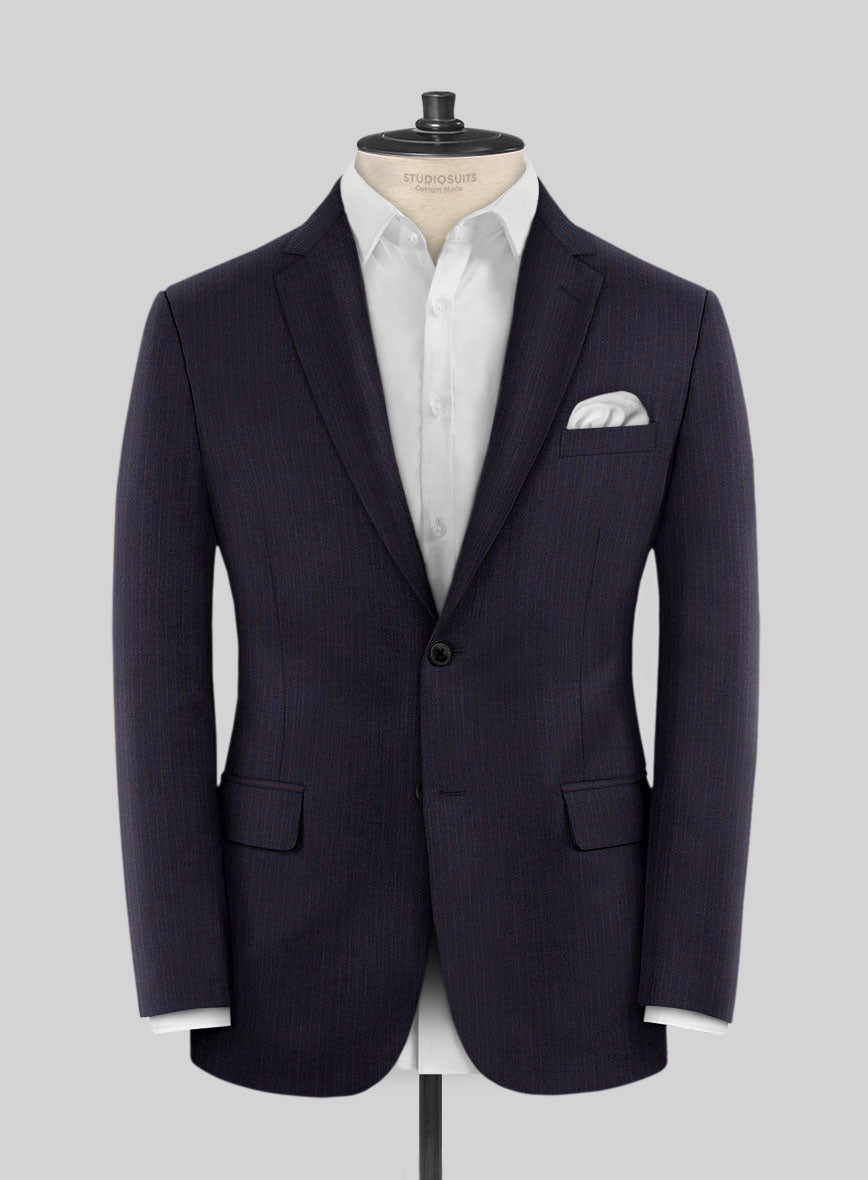 Scabal Hernal Stripe Blue Wool Jacket - StudioSuits