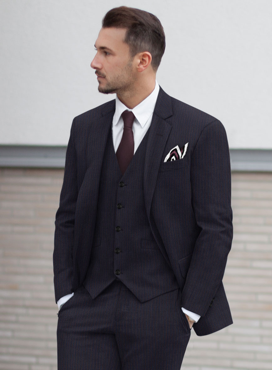 Scabal Hernal Stripe Blue Wool Jacket - StudioSuits