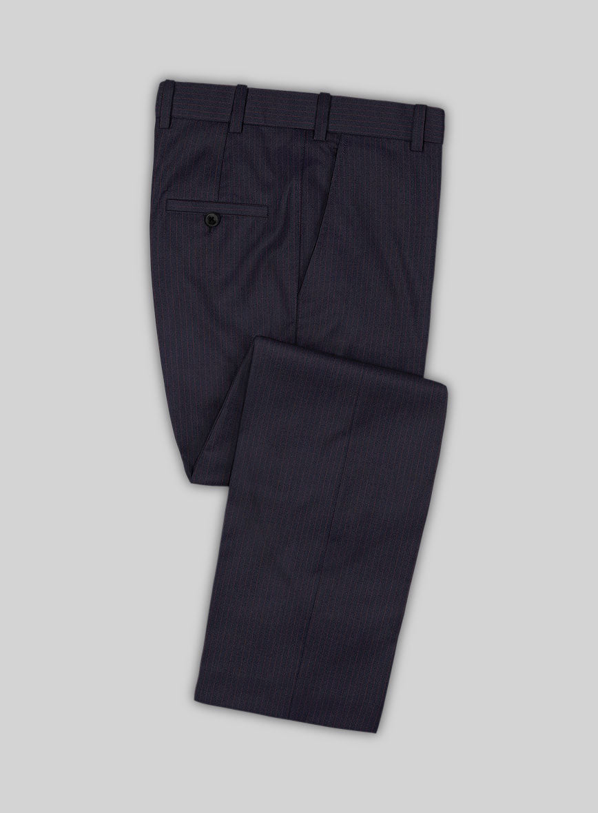 Scabal Hernal Stripe Blue Wool Pants - StudioSuits