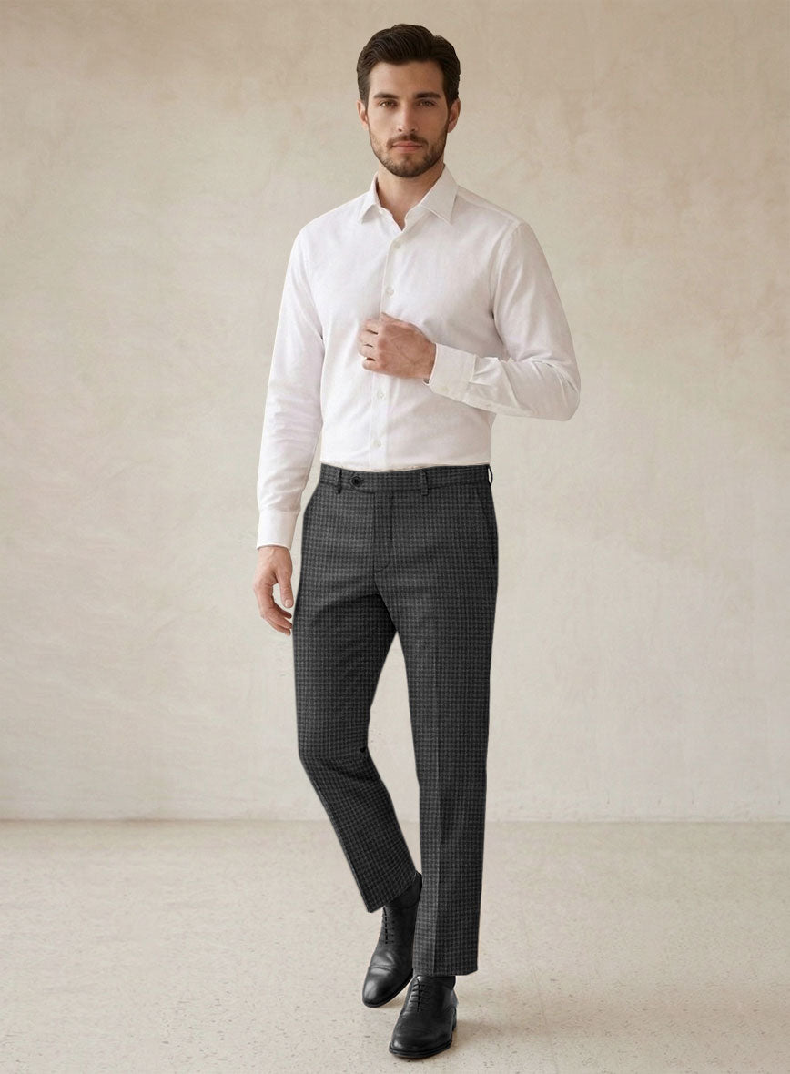 Scabal Guroa Black Wool Pants - StudioSuits