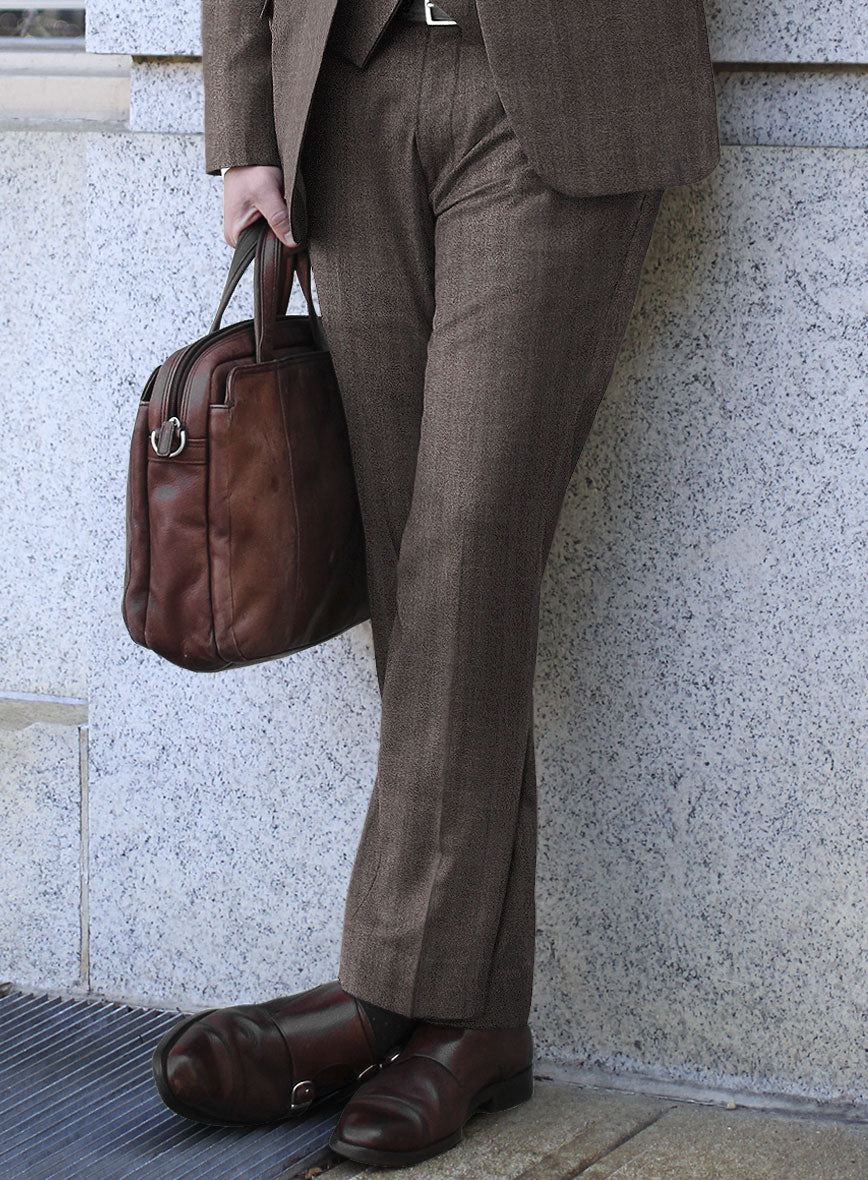 Scabal Hybrid Mocha Brown Wool Pants - StudioSuits