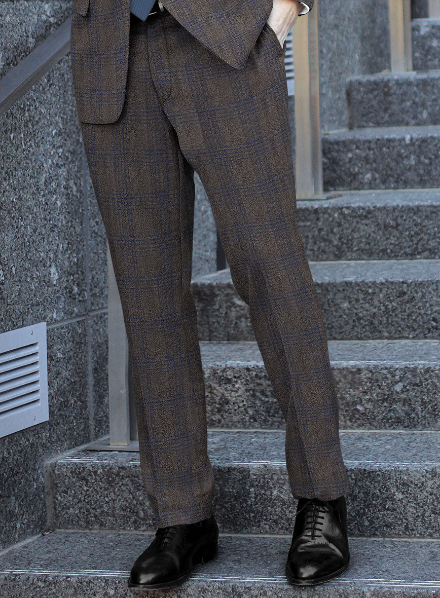Scabal Hybrid Mud Brown Wool Pants - StudioSuits
