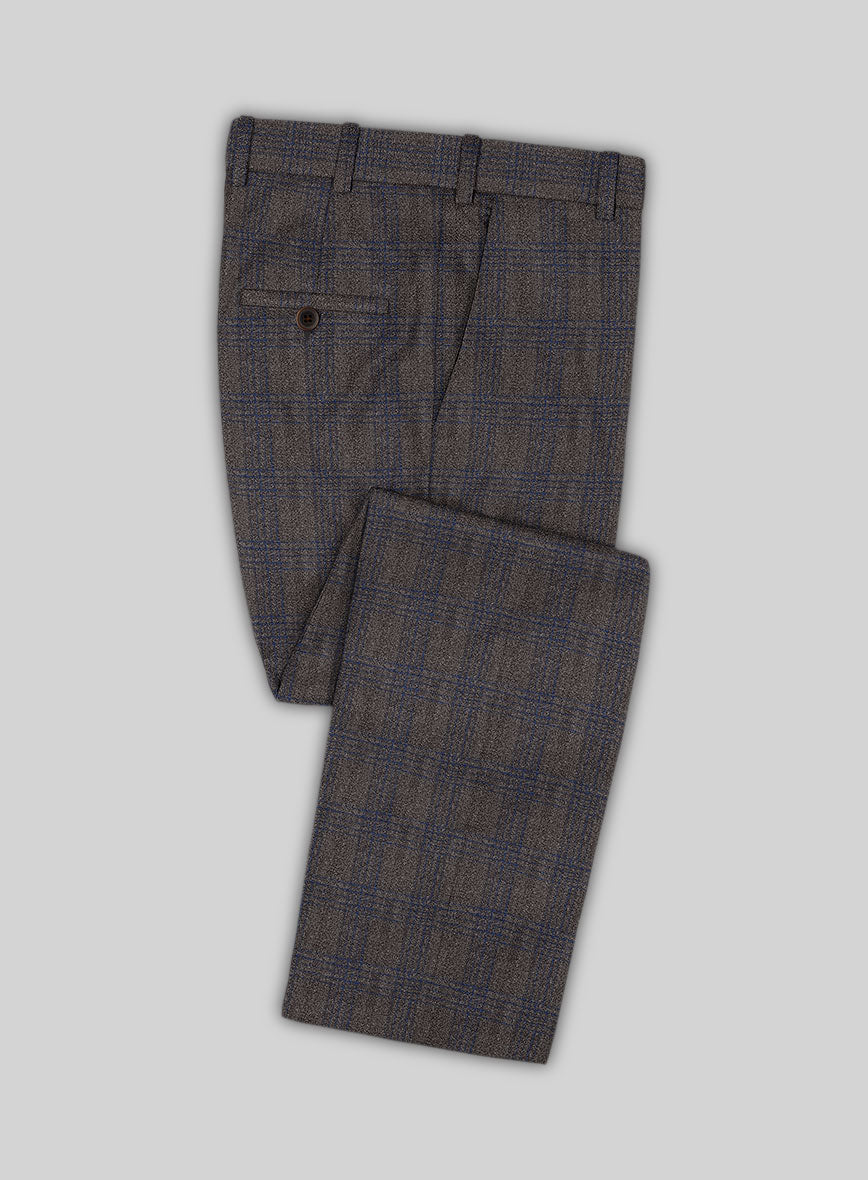 Scabal Hybrid Mud Brown Wool Pants - StudioSuits