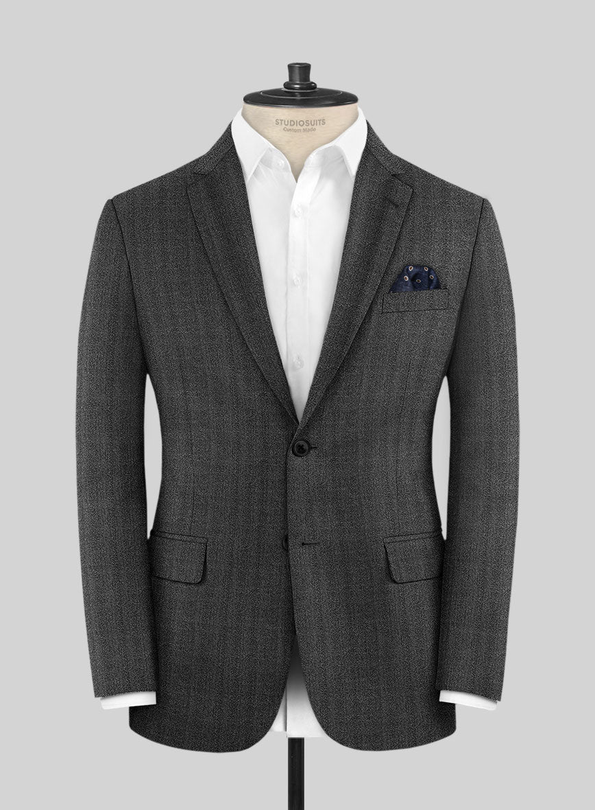 Scabal Hybrid Steel Charcoal Wool Jacket - StudioSuits