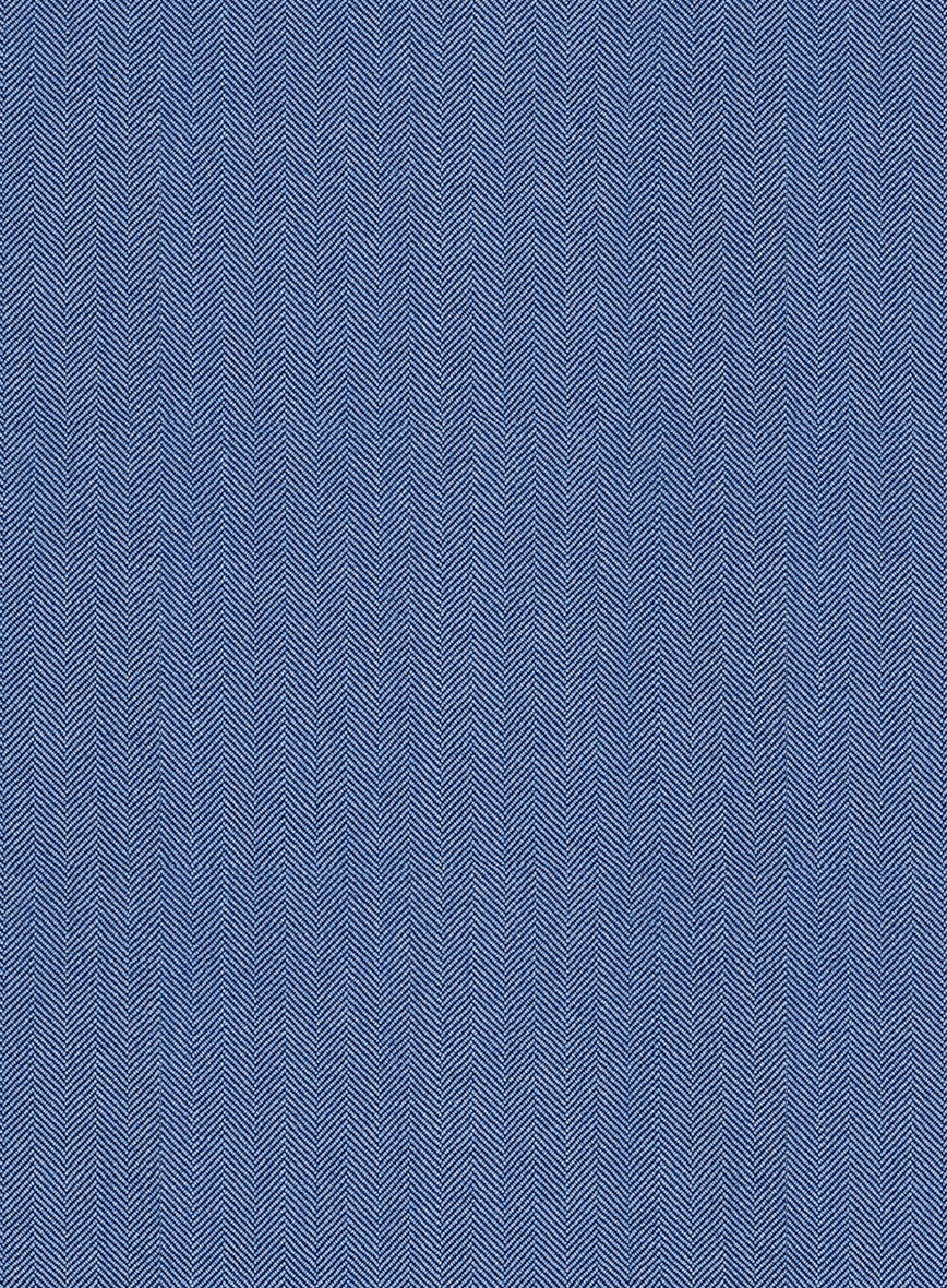 Scabal Imilli Herringbone Blue Wool Pants - StudioSuits