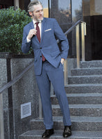 Scabal Imilli Herringbone Blue Wool Suit - StudioSuits