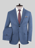Scabal Imilli Herringbone Blue Wool Suit - StudioSuits