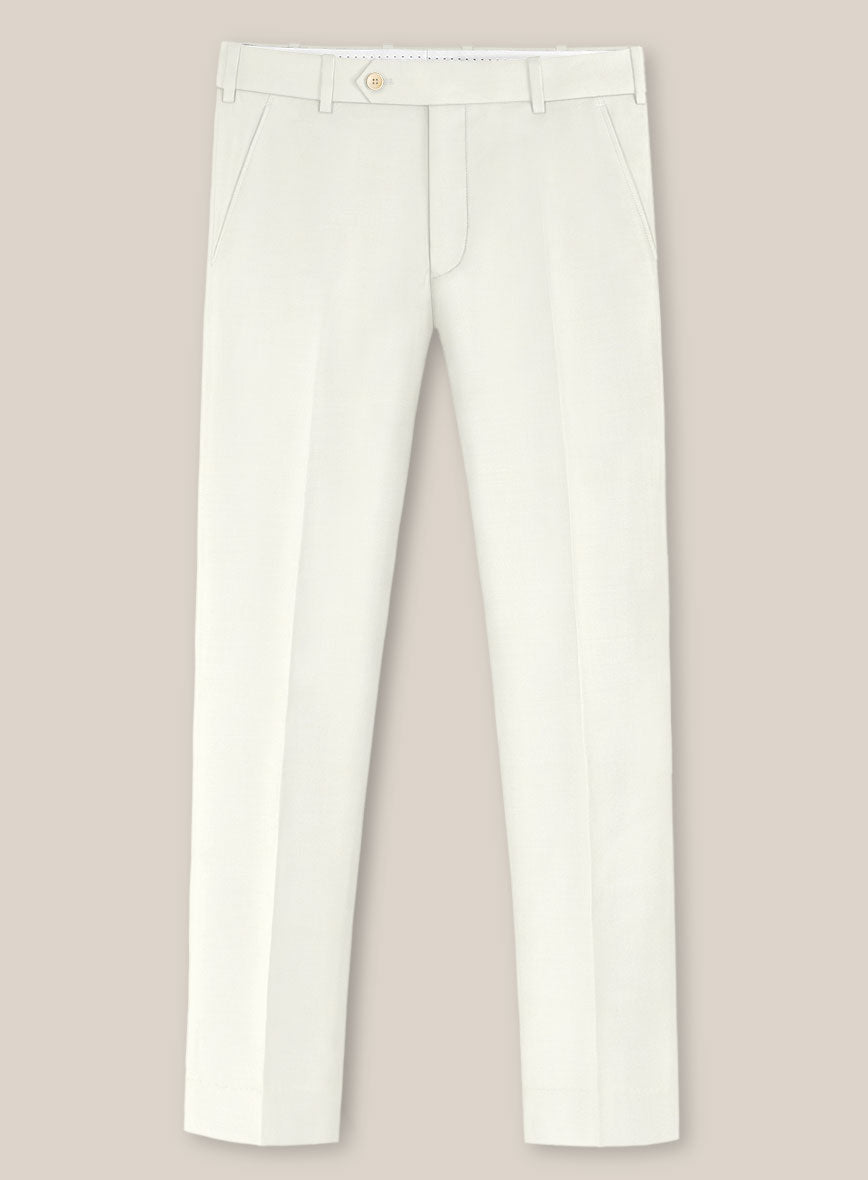 Scabal Ivory Wool Pants - StudioSuits