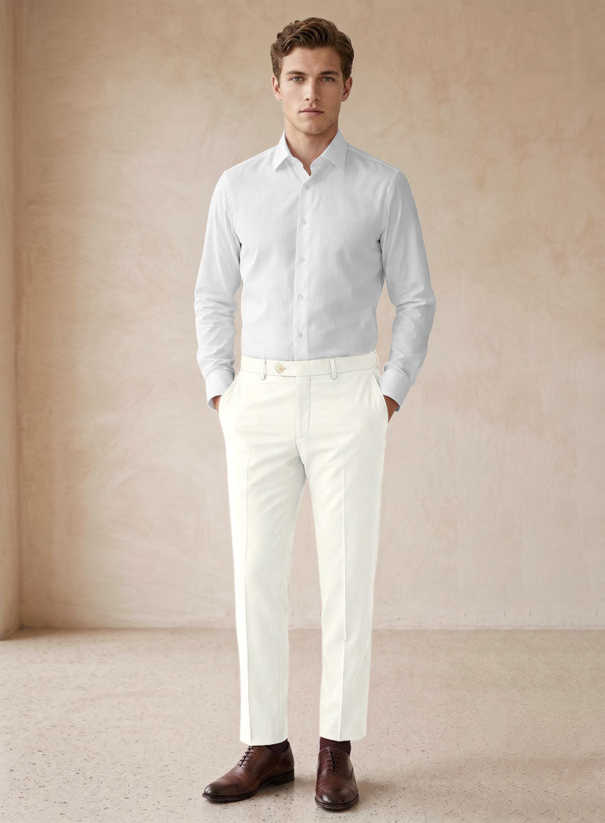 Scabal Ivory Wool Pants - StudioSuits