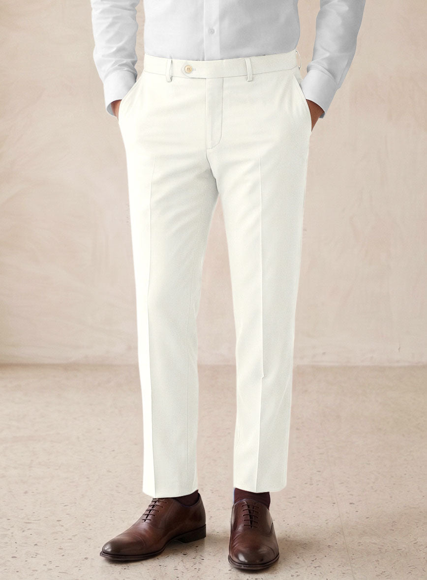 Scabal Ivory Wool Pants - StudioSuits