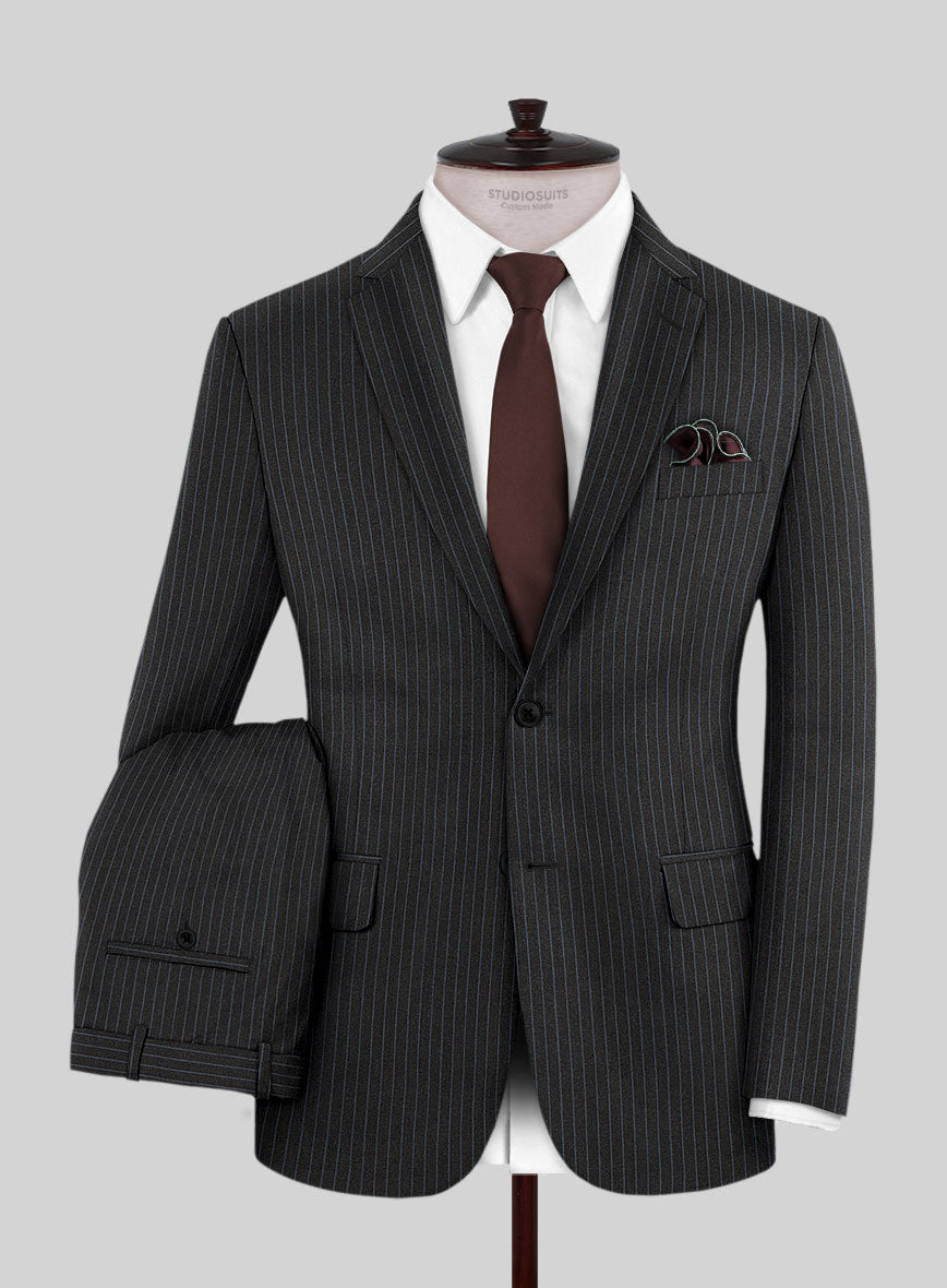 Scabal Jacino Stripe Gray Wool Suit - StudioSuits