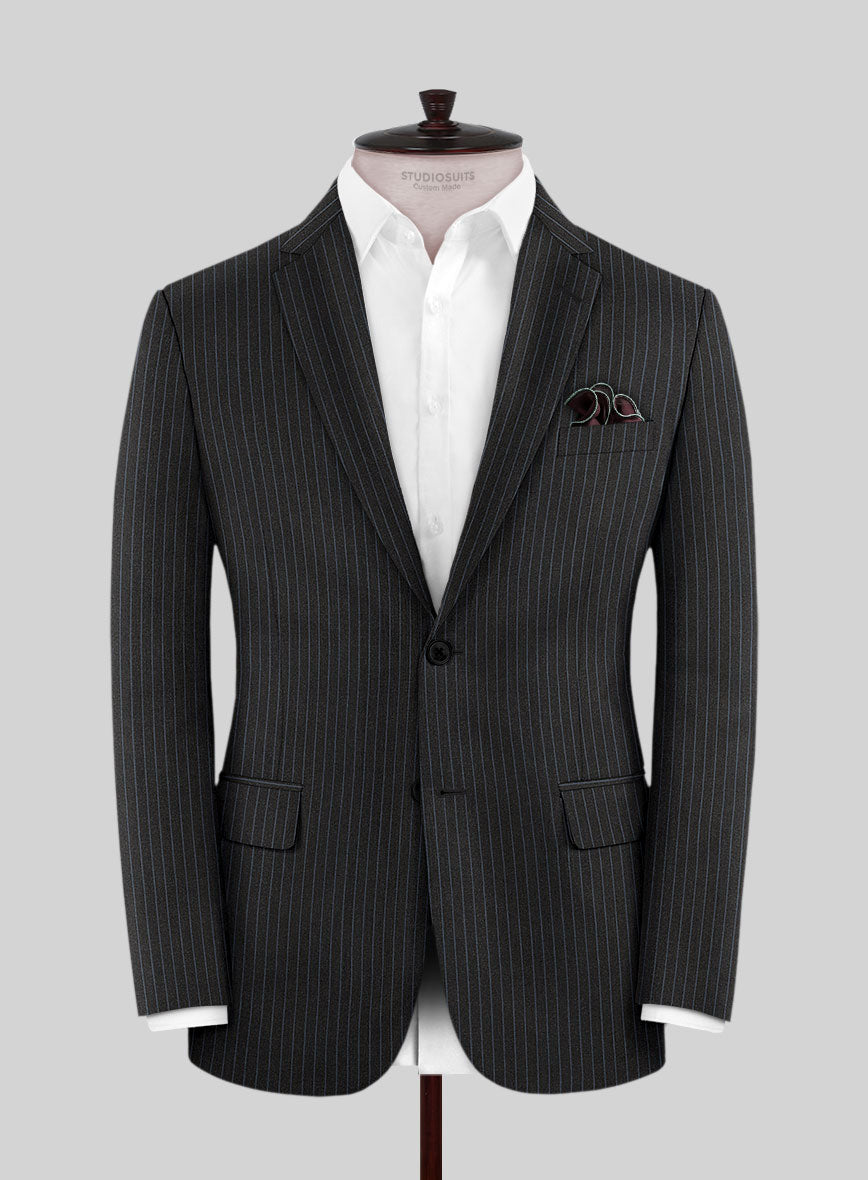 Scabal Jacino Stripe Gray Wool Suit - StudioSuits