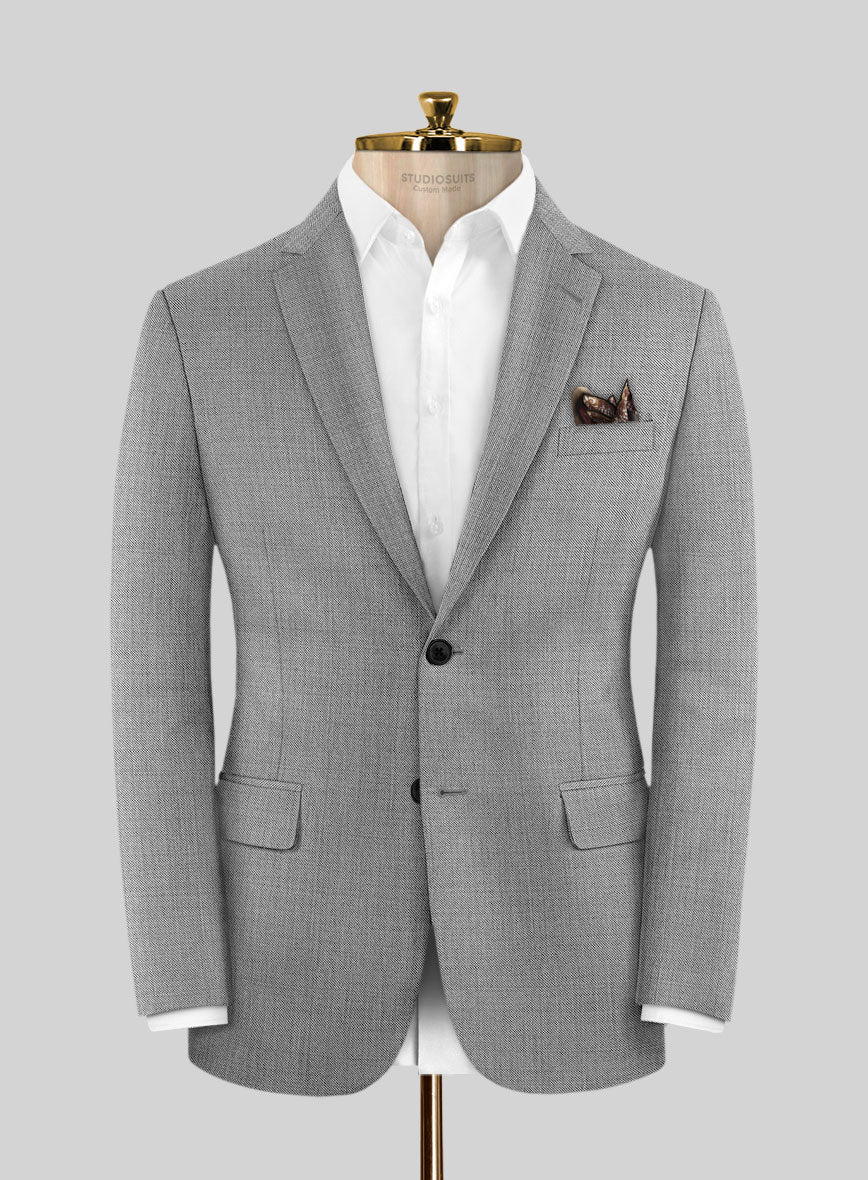 Scabal Jacobi Twill Gray Wool Jacket - StudioSuits