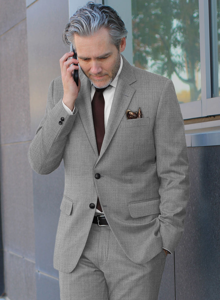 Scabal Jacobi Twill Gray Wool Jacket - StudioSuits