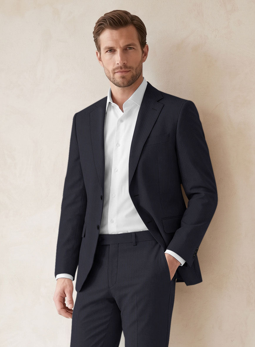 Scabal Jaglo Stripe Blue Wool Jacket - StudioSuits