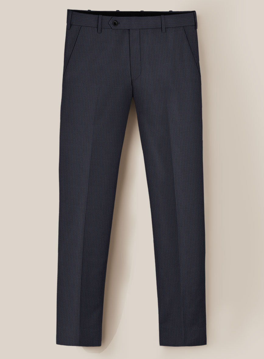 Scabal Jaglo Stripe Blue Wool Pants - StudioSuits