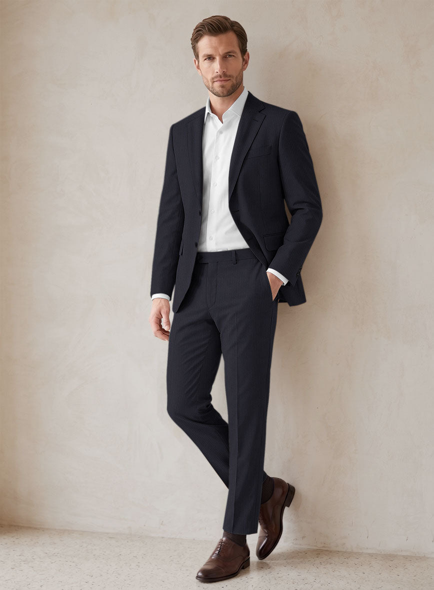 Scabal Jaglo Stripe Blue Wool Suit - StudioSuits