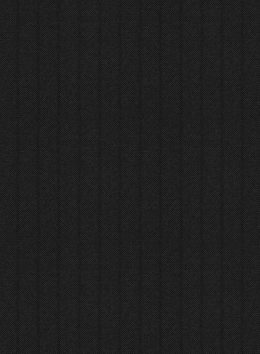 Scabal Juber Stripe Black Wool Pants - StudioSuits