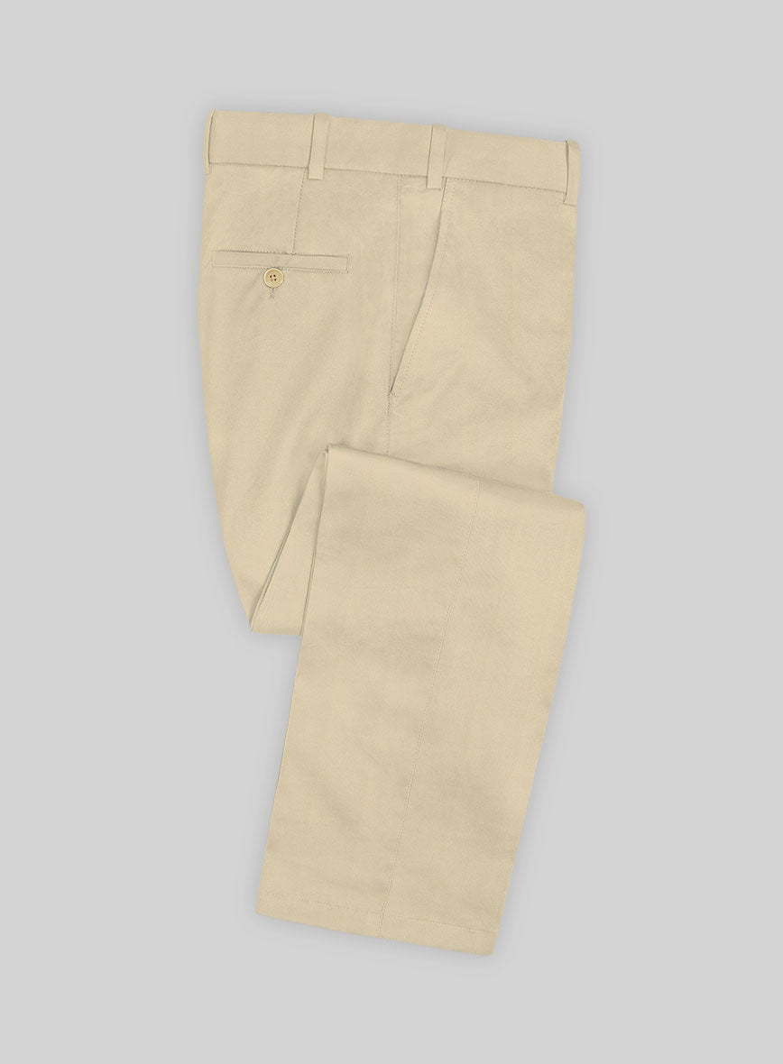 Scabal Khaki Cashmere Cotton Pants - StudioSuits