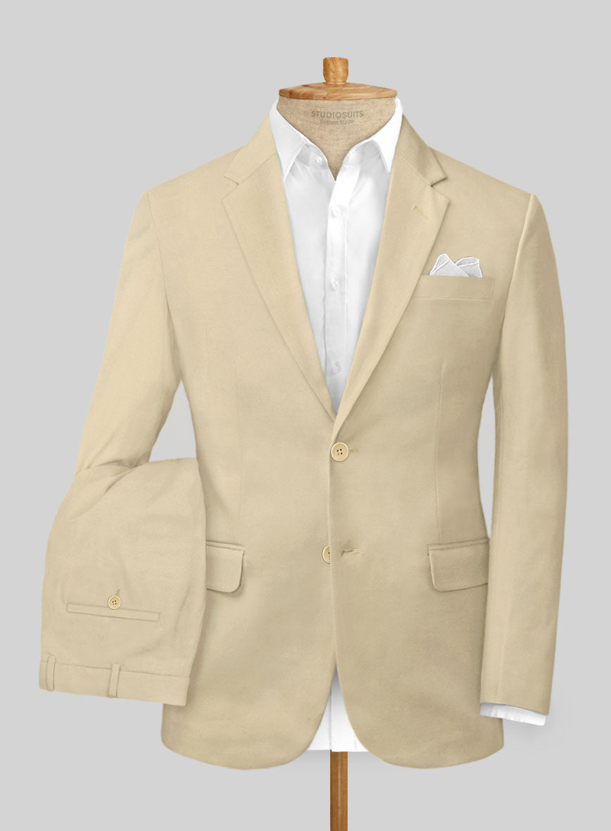 Scabal Khaki Cashmere Cotton Suit - StudioSuits