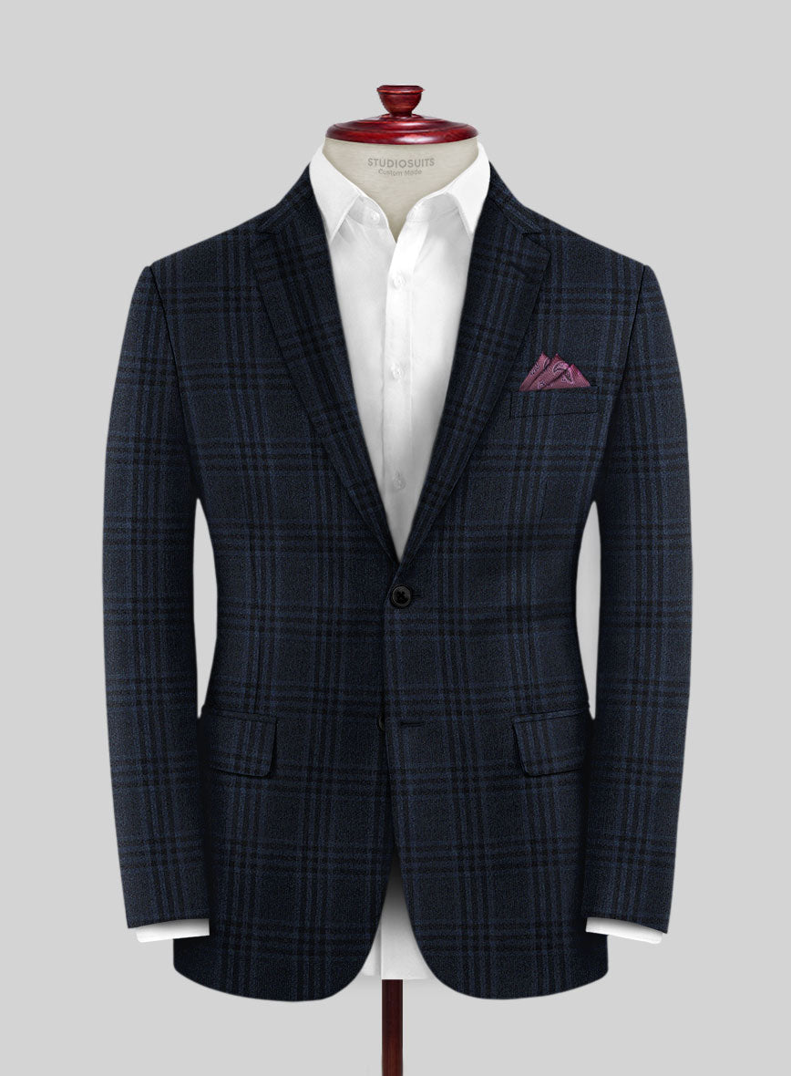 Scabal Lapis Blue Checks Wool Jacket - StudioSuits