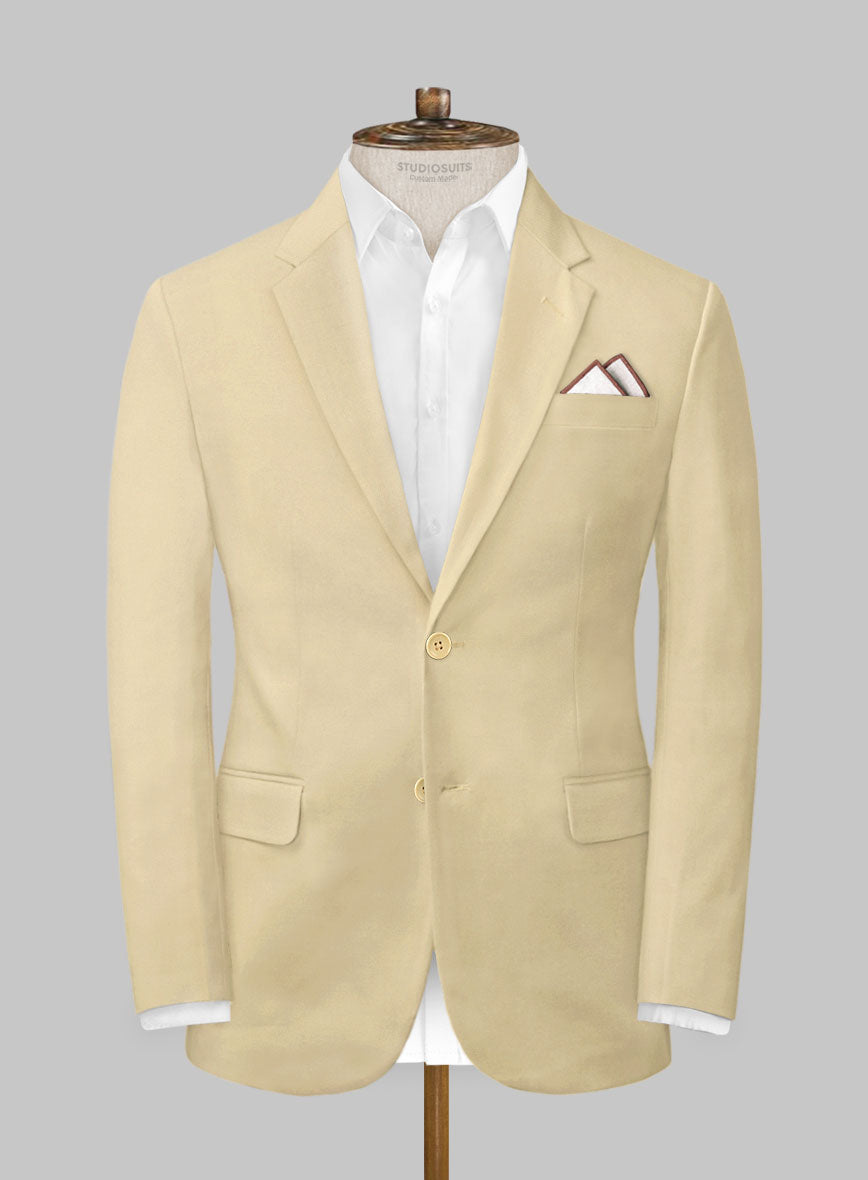 Scabal Latte Beige Cotton Stretch Suit - StudioSuits