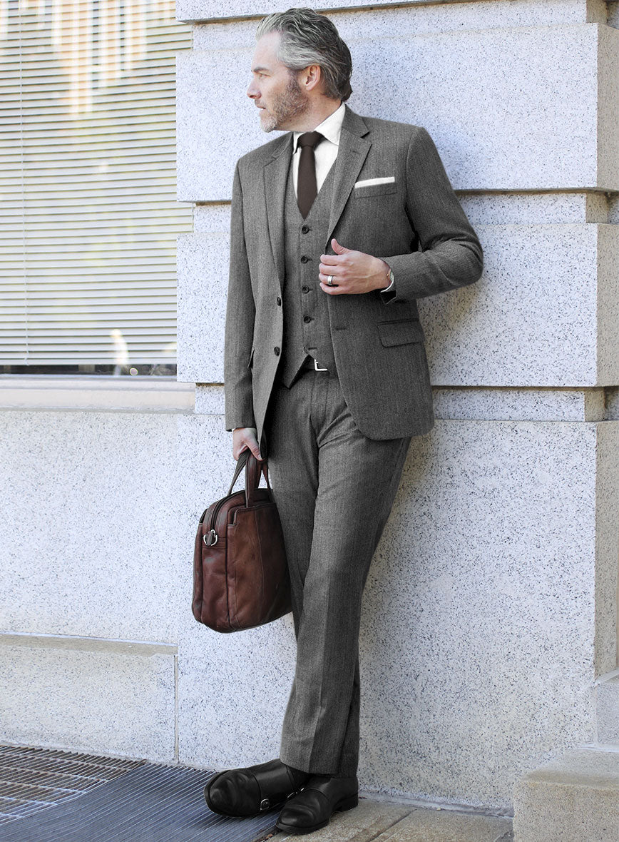 Scabal Suits Scabal Lauchi Herringbone Gray Wool Suit – StudioSuits
