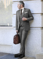 Scabal Lauchi Herringbone Gray Wool Suit - StudioSuits