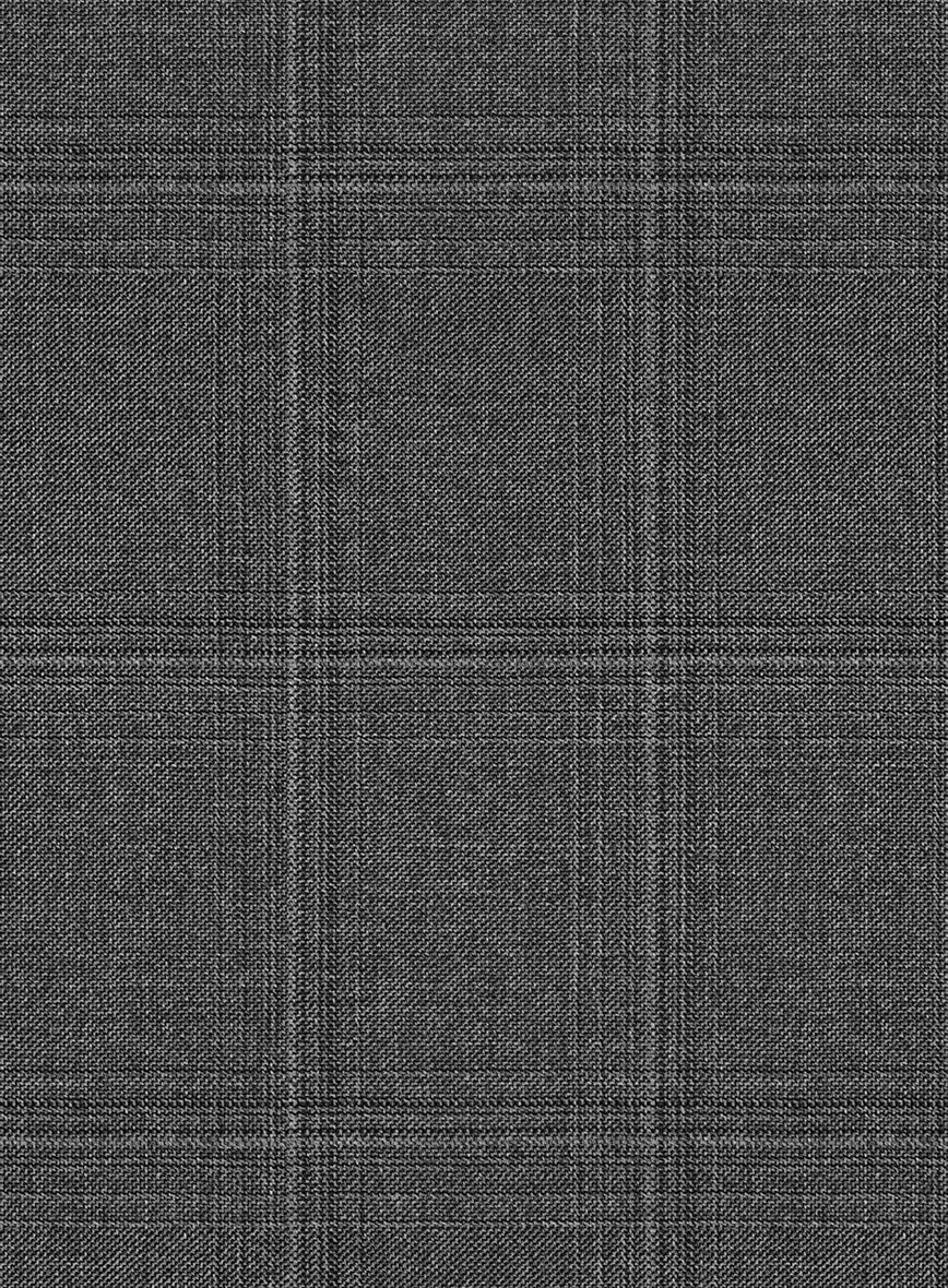 Scabal Lisco Windowpane Gray Wool Jacket - StudioSuits