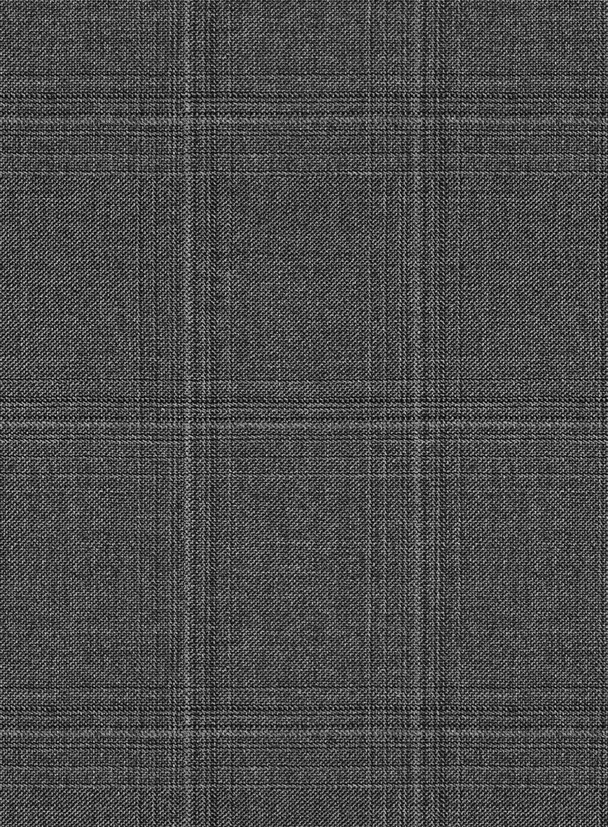 Scabal Lisco Windowpane Gray Wool Pants - StudioSuits