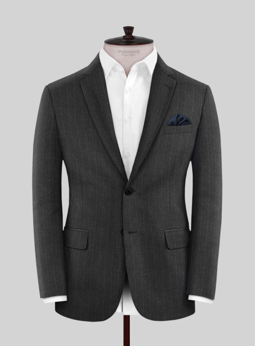 Scabal Litni Stripe Gray Wool Jacket - StudioSuits