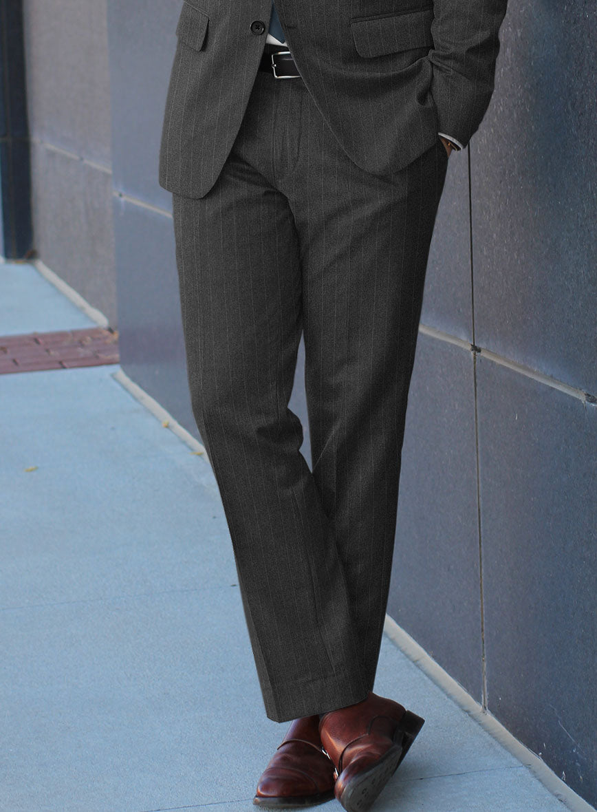 Scabal Litni Stripe Gray Wool Pants - StudioSuits