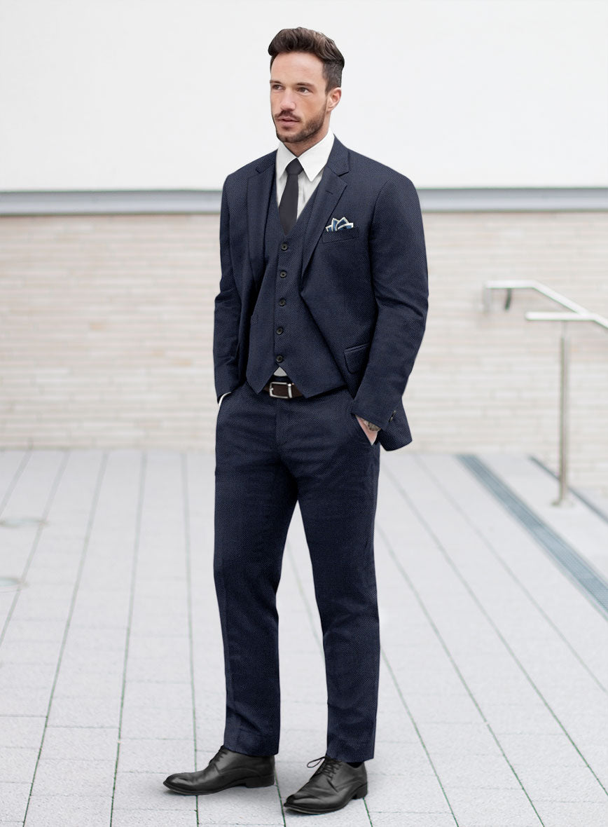 Scabal Londoner Twill Dark Blue Wool Suit - StudioSuits