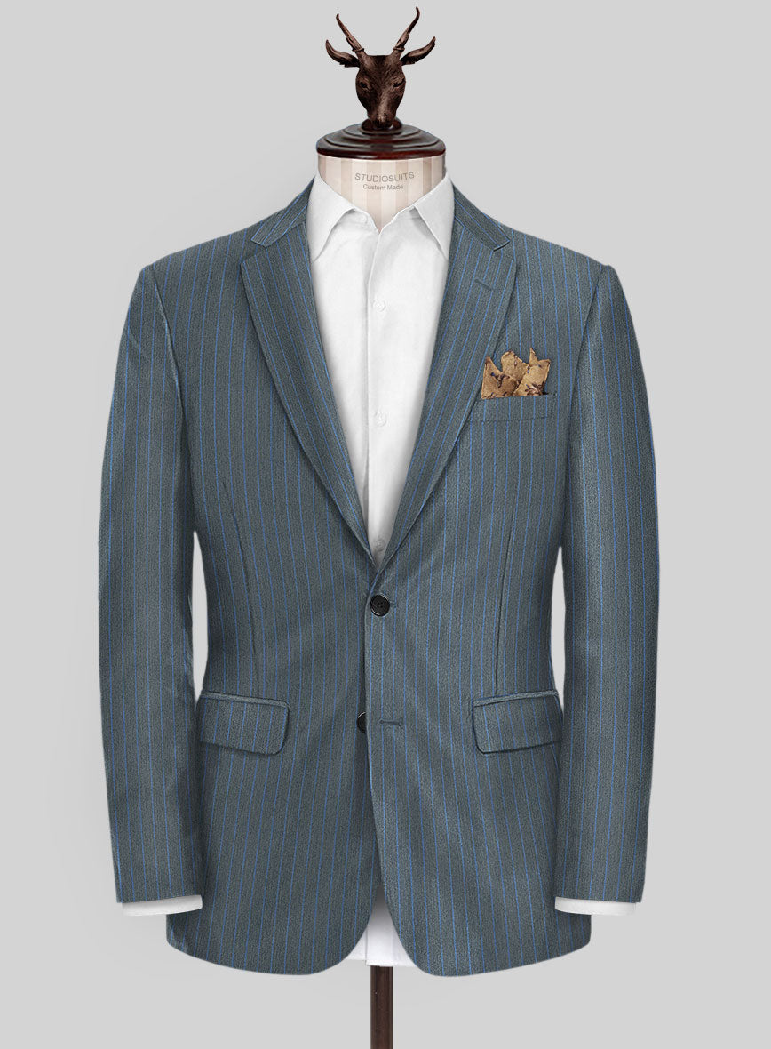 Scabal Londoner Prutna Stripe Gray Wool Jacket - StudioSuits