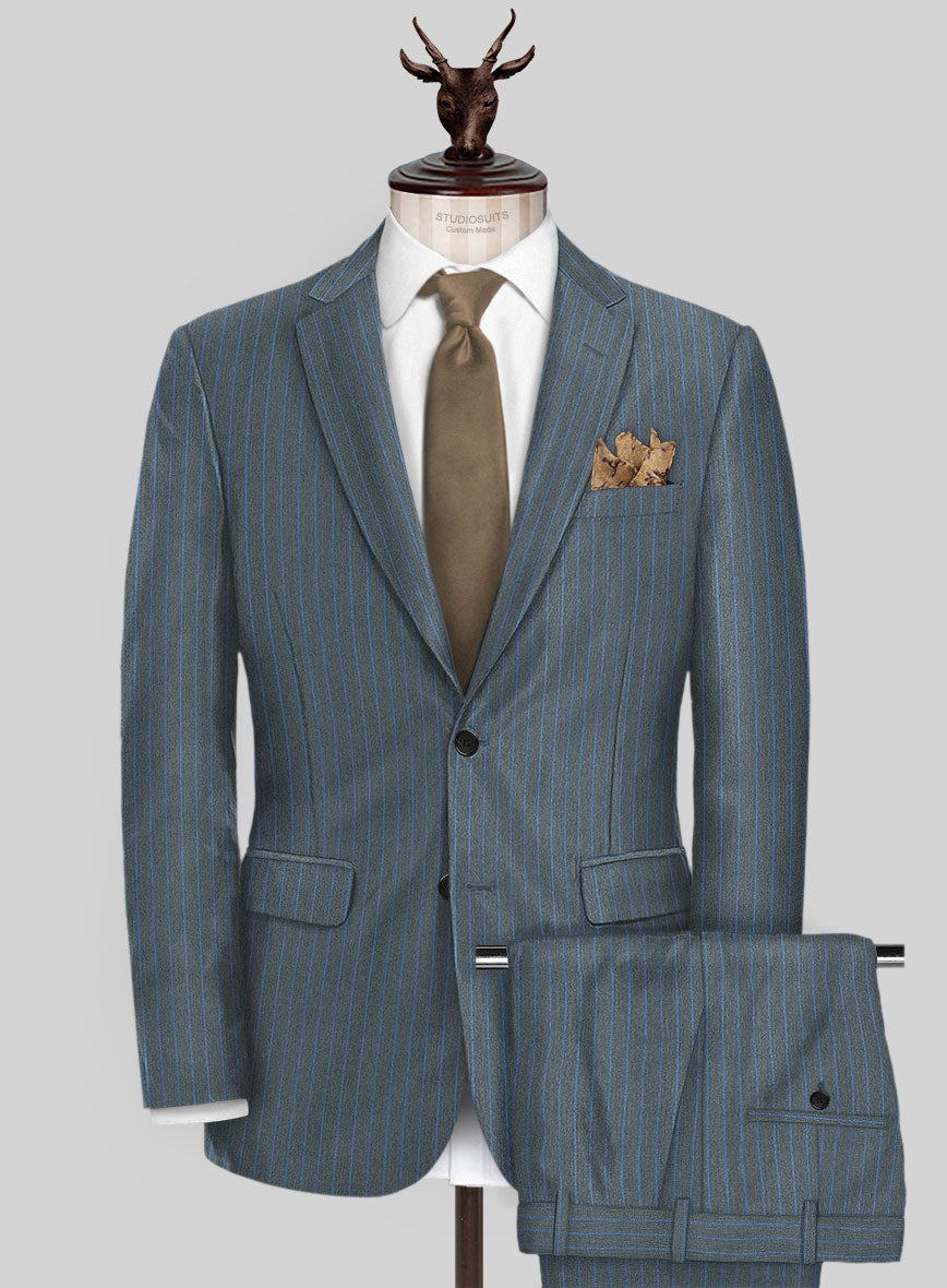 Scabal Londoner Prutna Stripe Gray Wool Suit - StudioSuits
