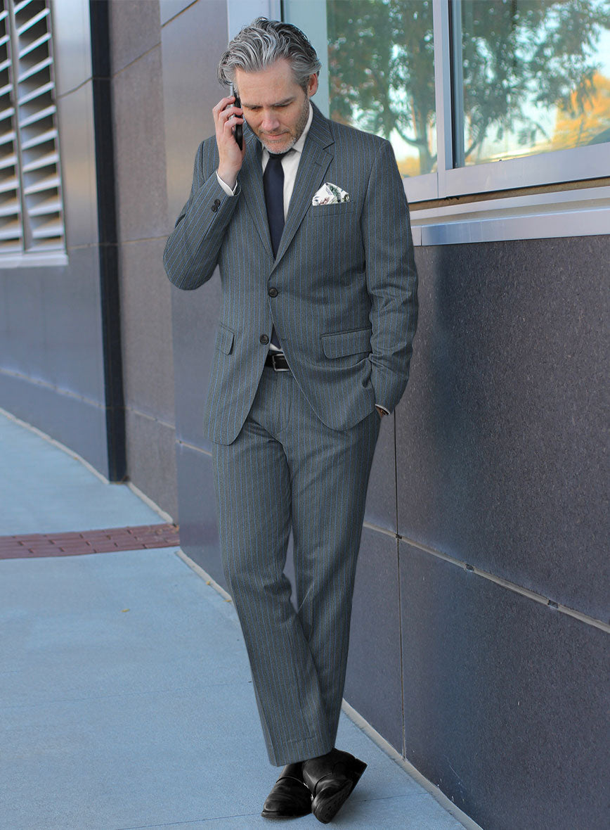 Scabal Londoner Prutna Stripe Gray Wool Suit - StudioSuits