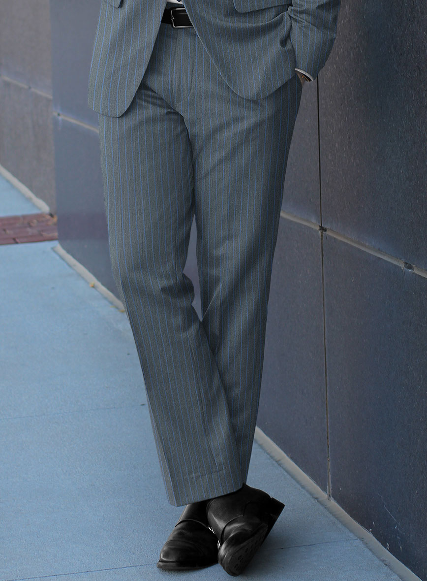 Scabal Londoner Prutna Stripe Gray Wool Suit - StudioSuits