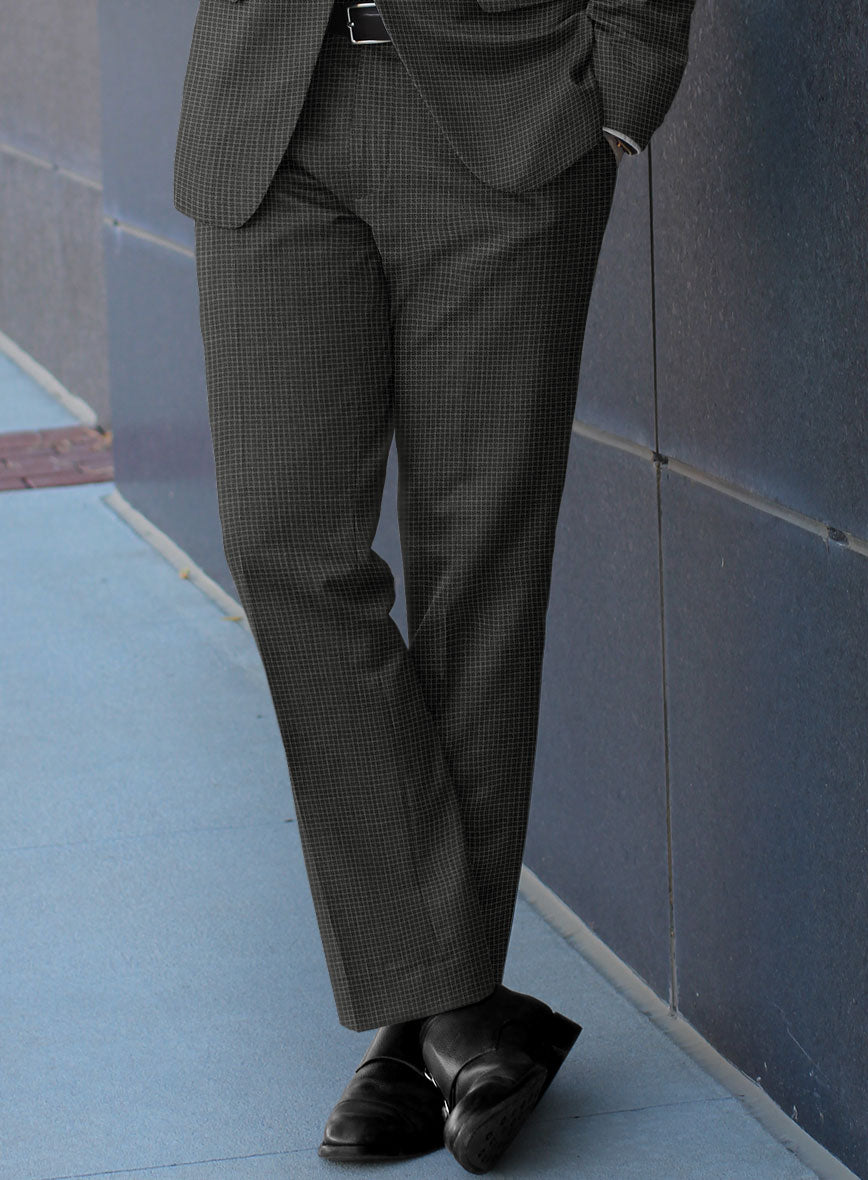 Scabal Londoner Adiel Grid Gray Wool Pants - StudioSuits