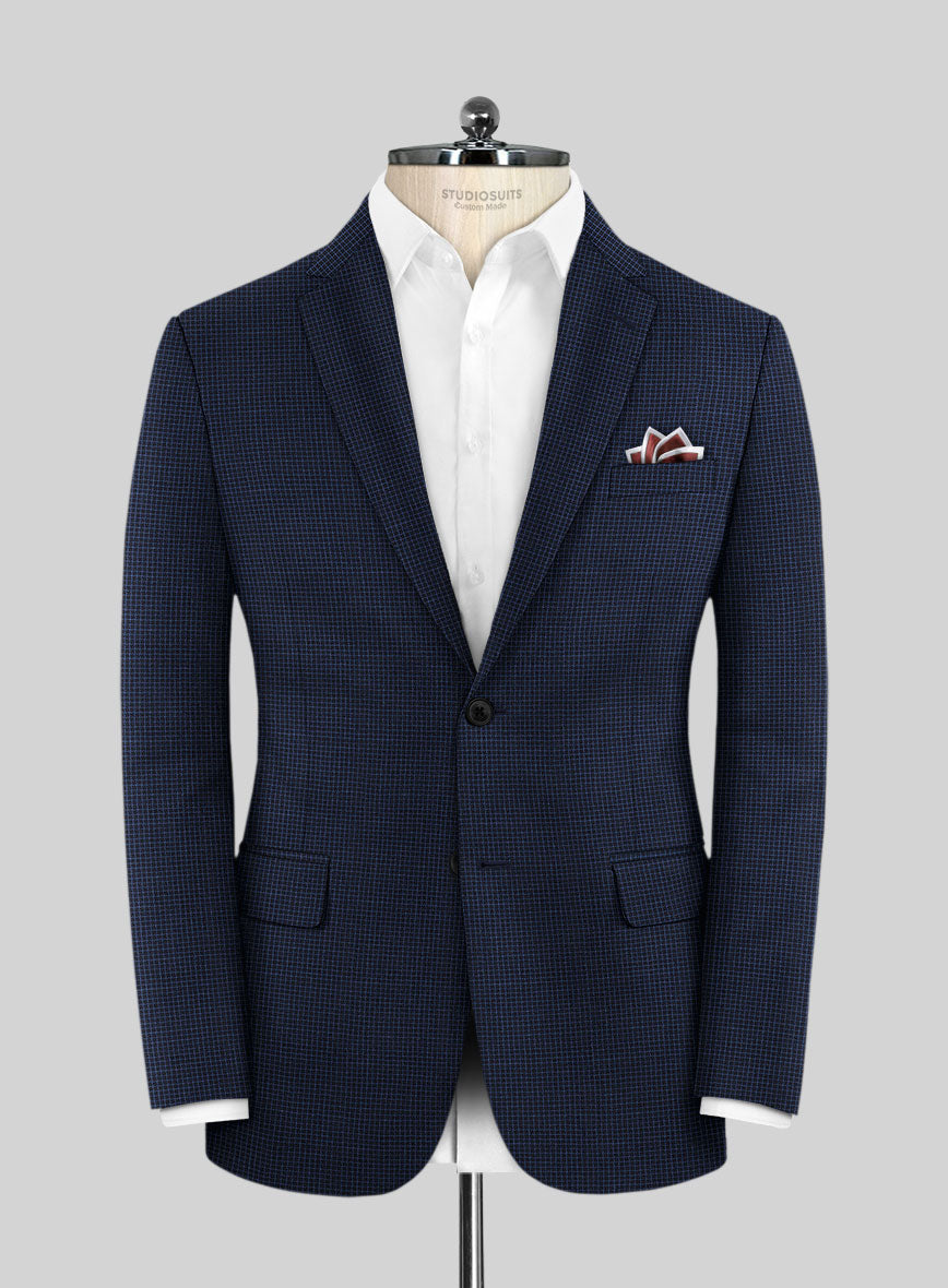 Scabal Londoner Asario Grid Blue Wool Jacket - StudioSuits