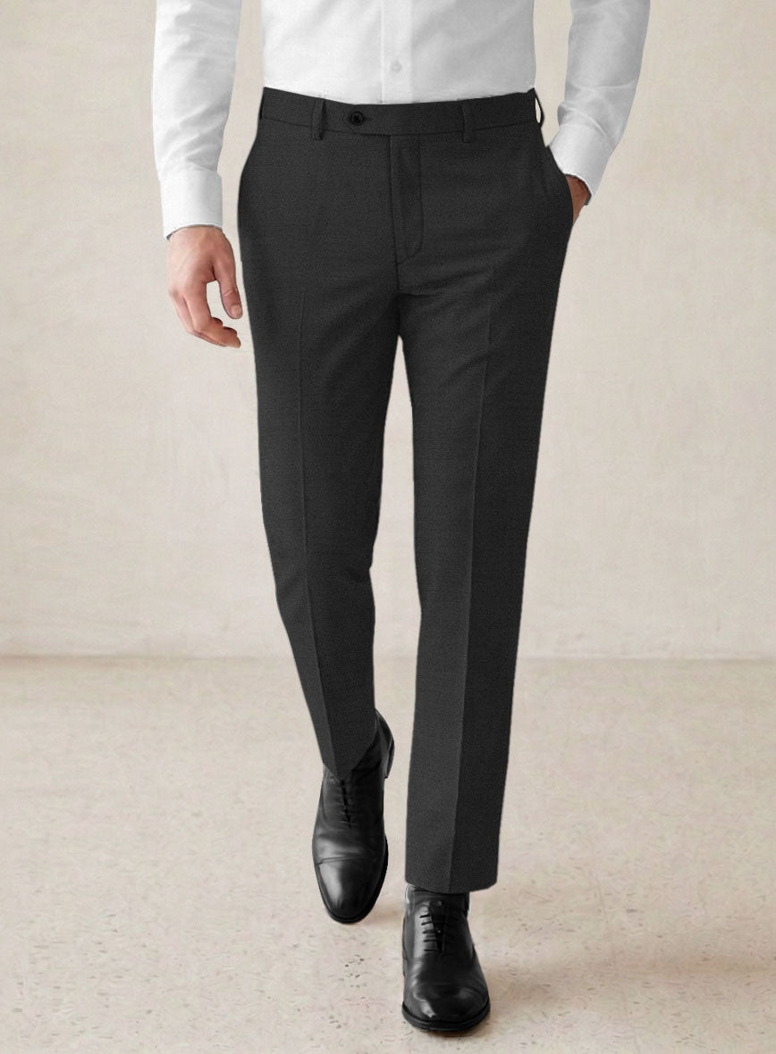 Scabal Londoner Black Wool Pants - StudioSuits
