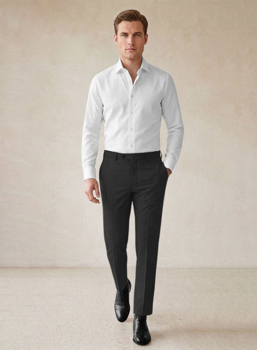 Scabal Londoner Black Wool Pants - StudioSuits