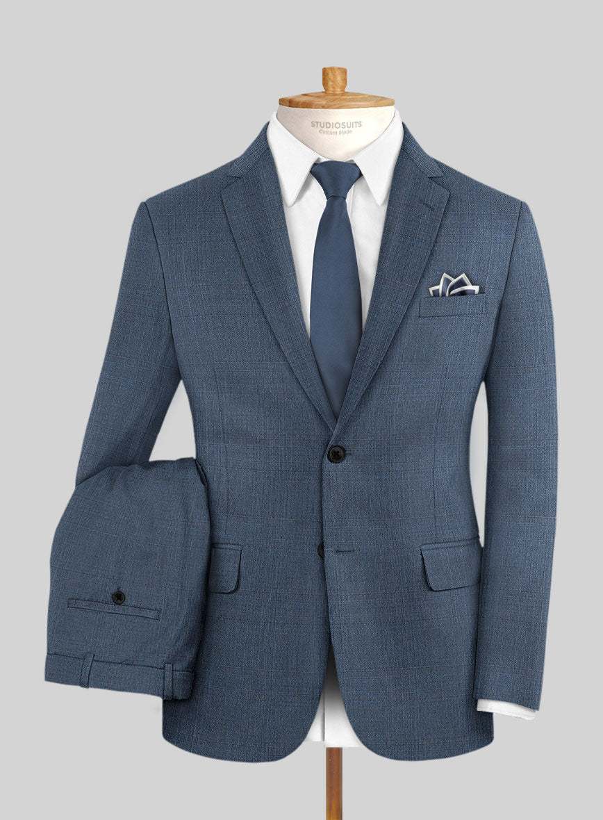 Scabal Londoner Blasi Checks Blue Wool Suit - StudioSuits